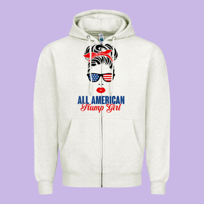 All American Trump Girl Zipper Hoodie Designed By Artisfamous
