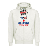 Oatmeal Heather all american trump girl Zipper Hoodie - artisFamous