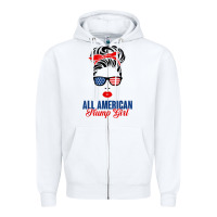 White all american trump girl Zipper Hoodie - artisFamous