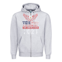 Heather Grey trump 2024 take america back Zipper Hoodie - artisFamous