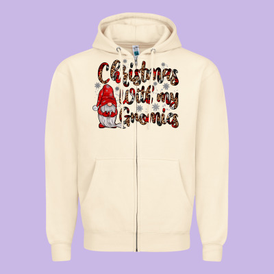Christmas With My Gnomies Zipper Hoodie Designed By Jahusdesignshop