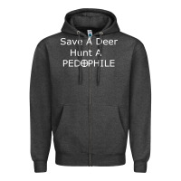 Charcoal Heather save a deer   hunt a pedophil Zipper Hoodie - artisFamous