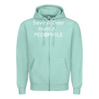 Seafoam save a deer   hunt a pedophil Zipper Hoodie - artisFamous
