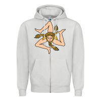 Dove Grey sicilian triskelion Zipper Hoodie - artisFamous