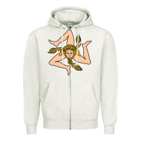 Oatmeal Heather sicilian triskelion Zipper Hoodie - artisFamous