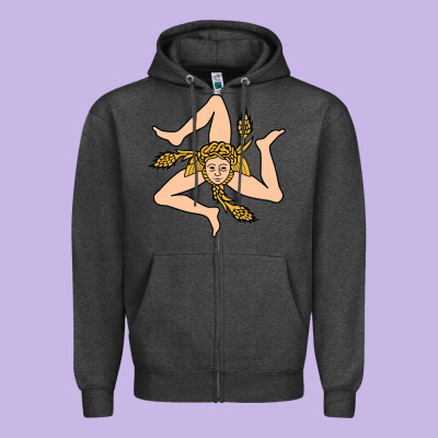 Sicilian Triskelion Zipper Hoodie Designed By Artisfamous