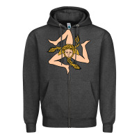 Charcoal Heather sicilian triskelion Zipper Hoodie - artisFamous