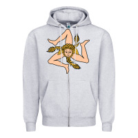 Heather Grey sicilian triskelion Zipper Hoodie - artisFamous