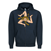 Navy sicilian triskelion Zipper Hoodie - artisFamous