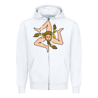 White sicilian triskelion Zipper Hoodie - artisFamous