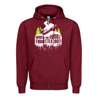 Burgundy snowmobile throttle Zipper Hoodie - artisFamous