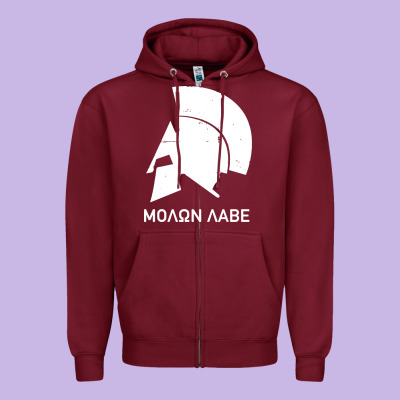 Spartan Helmet Zipper Hoodie Designed By Artisfamous