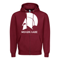 Burgundy spartan helmet Zipper Hoodie - artisFamous