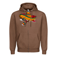 Chestnut maracas sombrero mexican Zipper Hoodie - artisFamous