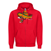 Red maracas sombrero mexican Zipper Hoodie - artisFamous