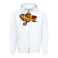 White maracas sombrero mexican Zipper Hoodie - artisFamous