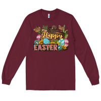 Burgundy Happy Easter Long Sleeve Tee - LillyAllenDesigns