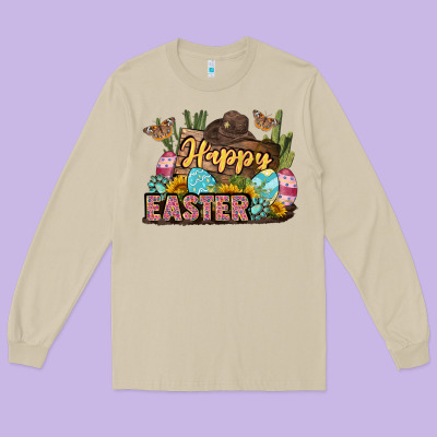 Happy Easter Long Sleeve Tee Designed By Lillyallendesigns