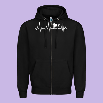 Heartbeat Recumbent Bicycle Bike Cyclist Biking Zipper Hoodie Designed By Artisfamous
