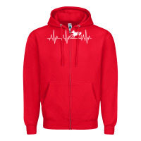 Red heartbeat recumbent bicycle bike cyclist biking Zipper Hoodie - artisFamous