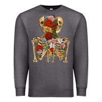 Charcoal Heather flower skeleton Premium Sweatshirt - RanaPortraitStore