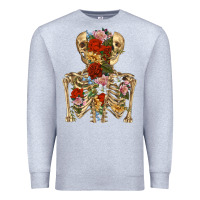 Heather Grey flower skeleton Premium Sweatshirt - RanaPortraitStore