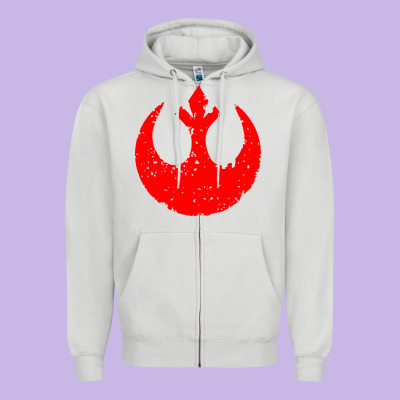 Distressed Rebel Alliance Symbol Zipper Hoodie Designed By Artisfamous
