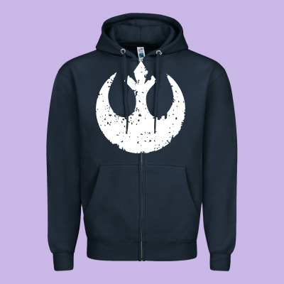 Distressed Rebel Alliance Symbol Zipper Hoodie Designed By Artisfamous