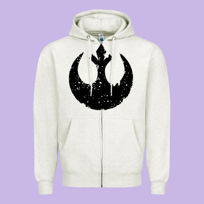 Distressed Rebel Alliance Symbol Zipper Hoodie Designed By Artisfamous