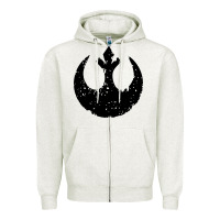Oatmeal Heather distressed rebel alliance symbol Zipper Hoodie - artisFamous