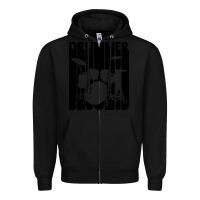 Black vintage retro drummer Zipper Hoodie - artisFamous
