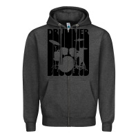 Charcoal Heather vintage retro drummer Zipper Hoodie - artisFamous