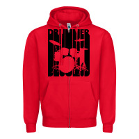 Red vintage retro drummer Zipper Hoodie - artisFamous