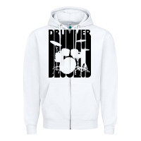 White vintage retro drummer Zipper Hoodie - artisFamous