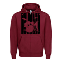 Burgundy vintage retro drummer Zipper Hoodie - artisFamous
