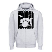 Heather Grey vintage retro drummer Zipper Hoodie - artisFamous