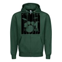 Sports Green vintage retro drummer Zipper Hoodie - artisFamous