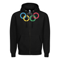 Black Olympic Rings Zipper Hoodie - artisFamous