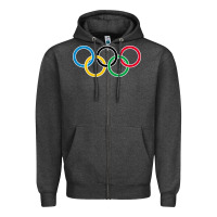 Charcoal Heather Olympic Rings Zipper Hoodie - artisFamous