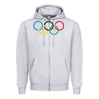 Heather Grey Olympic Rings Zipper Hoodie - artisFamous