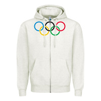 Oatmeal Heather Olympic Rings Zipper Hoodie - artisFamous