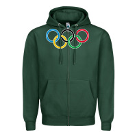 Sports Green Olympic Rings Zipper Hoodie - artisFamous