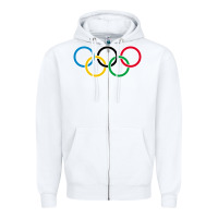 White Olympic Rings Zipper Hoodie - artisFamous