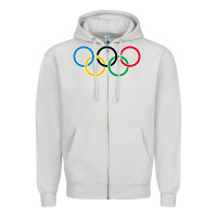 Dove Grey Olympic Rings Zipper Hoodie - artisFamous