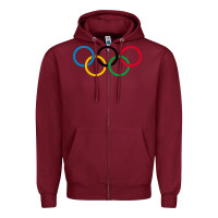 Burgundy Olympic Rings Zipper Hoodie - artisFamous