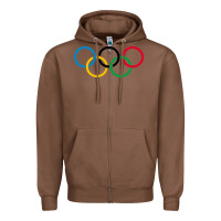 Chestnut Olympic Rings Zipper Hoodie - artisFamous