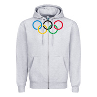 Heather Grey Olympic Rings Zipper Hoodie - artisFamous