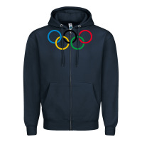 Navy Olympic Rings Zipper Hoodie - artisFamous