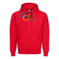 Red Olympic Rings Zipper Hoodie - artisFamous