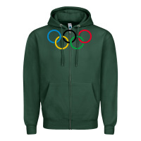 Sports Green Olympic Rings Zipper Hoodie - artisFamous